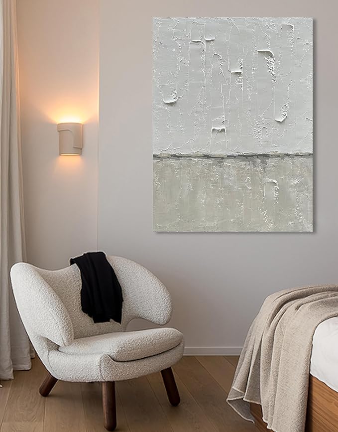 NANKAI Hand Painted Grey and White art Canvas Paintings Minimalist Abstract Oil - Image 6