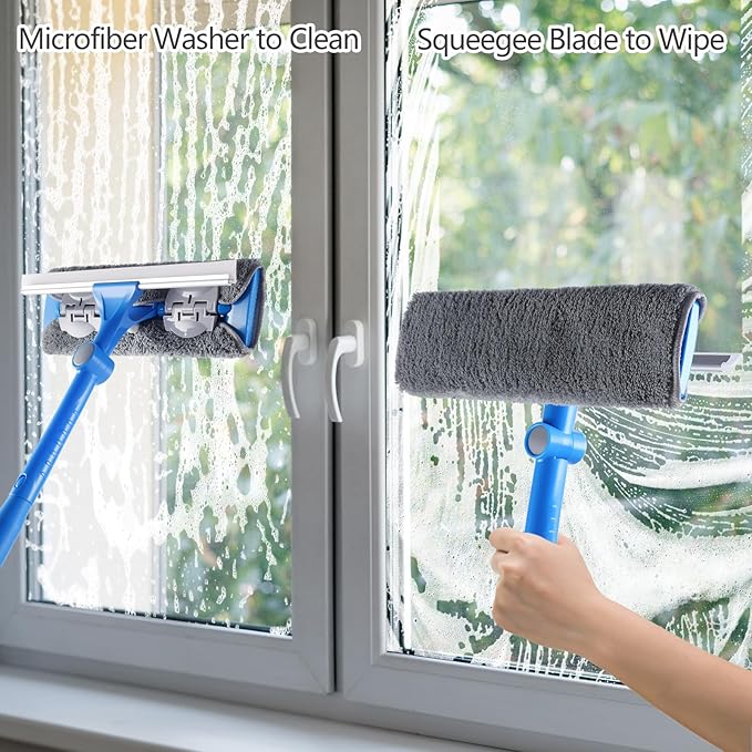 6.7 Feet Window Squeegee, 2-in-1 Window Cleaner Tool - Image 2