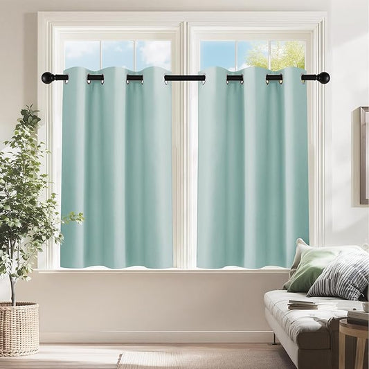 PONY DANCE Aqua Short Blackout Curtains 36 inch Length by PONYDANCE