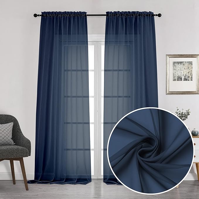 Chyhomenyc Sheer Window Curtains 108 inch Length 2 Panels Set, Airy by Chyhomenyc