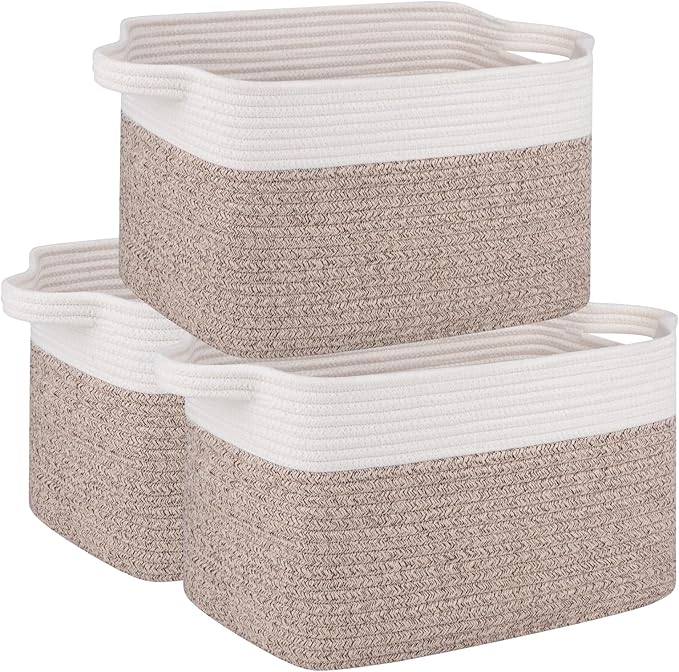 OIAHOMY 3 Pack Storage Baskets for Organizing, Woven Basket by MasterofSpaceOptimization