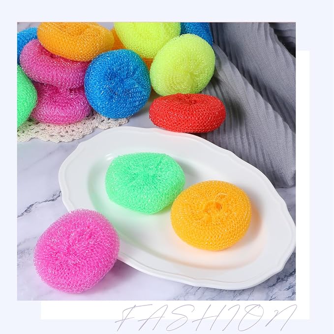 100 Pcs Plastic Scrubbers for Dishes, Round Pot Scrubbers for Kitchen Non - Image 7
