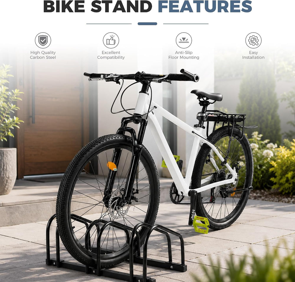 Bike Floor Stand 3 PSC Parking Bike Storage Parking Rack Garage for Indoor/Ou...