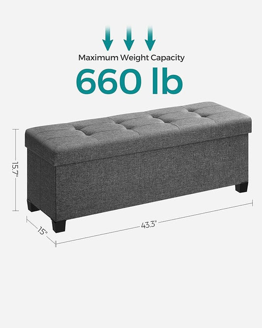 SONGMICS Storage Ottoman Bench, Foldable Foot Rest - Image 2