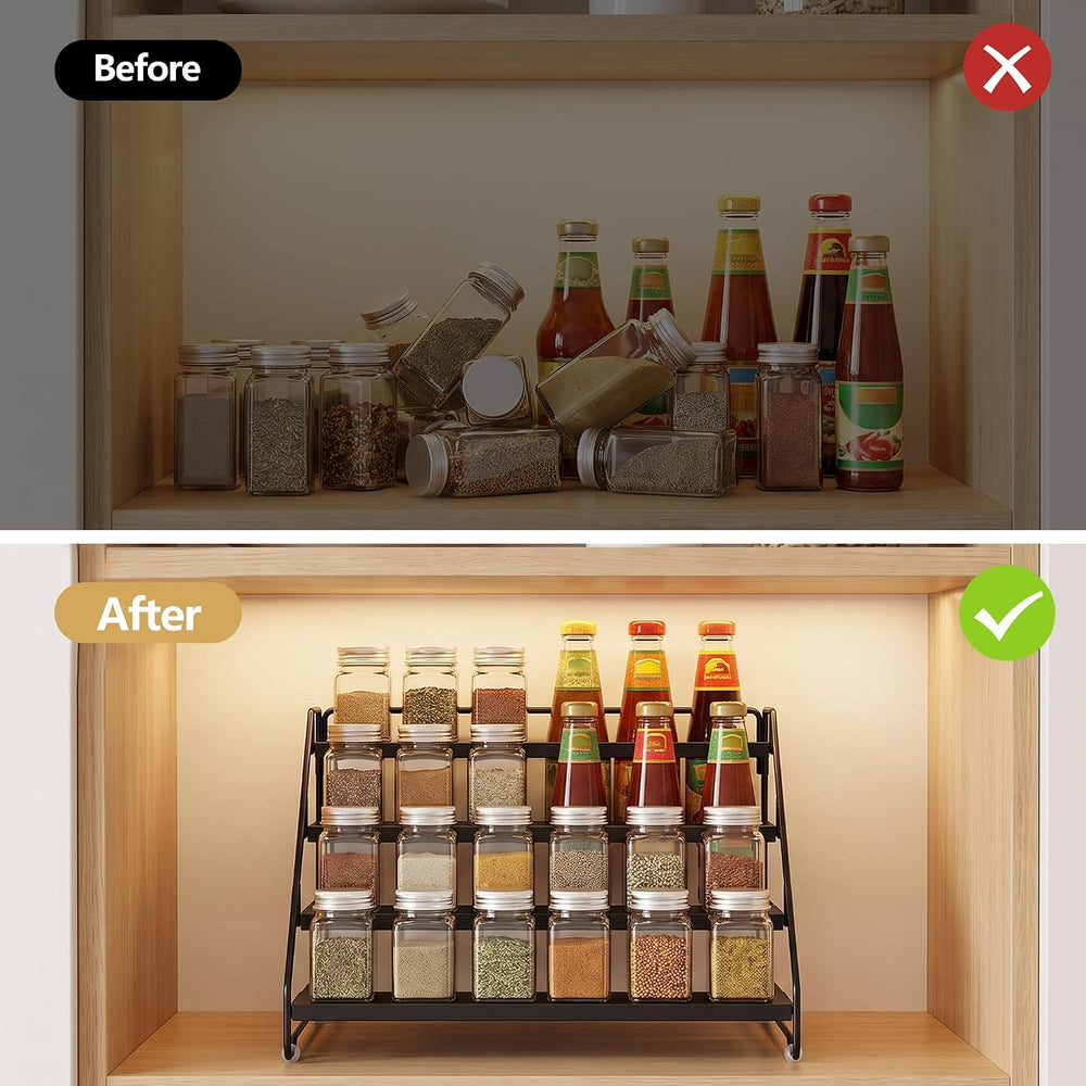 4-Tier Adjustable Depth Spice Rack Organizer for Cabinet,Pantry,Countertop