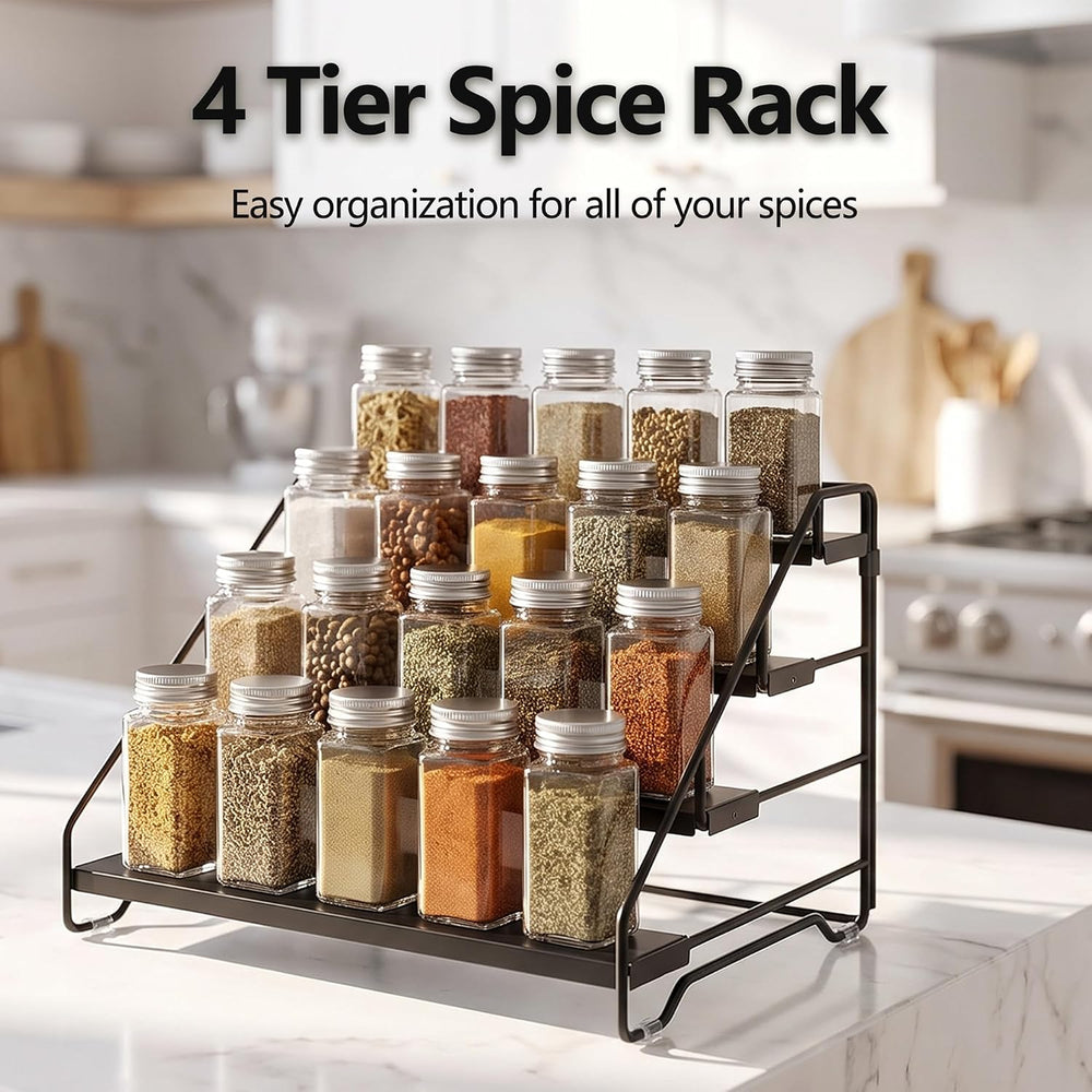 4-Tier Adjustable Depth Spice Rack Organizer for Cabinet,Pantry,Countertop