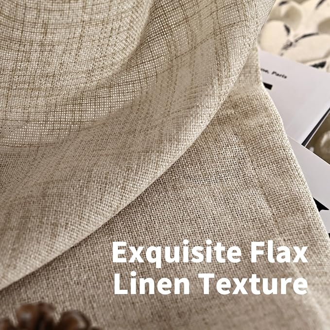 YoungsTex Oatmeal Linen Curtains 36 Inch Length - Image 4