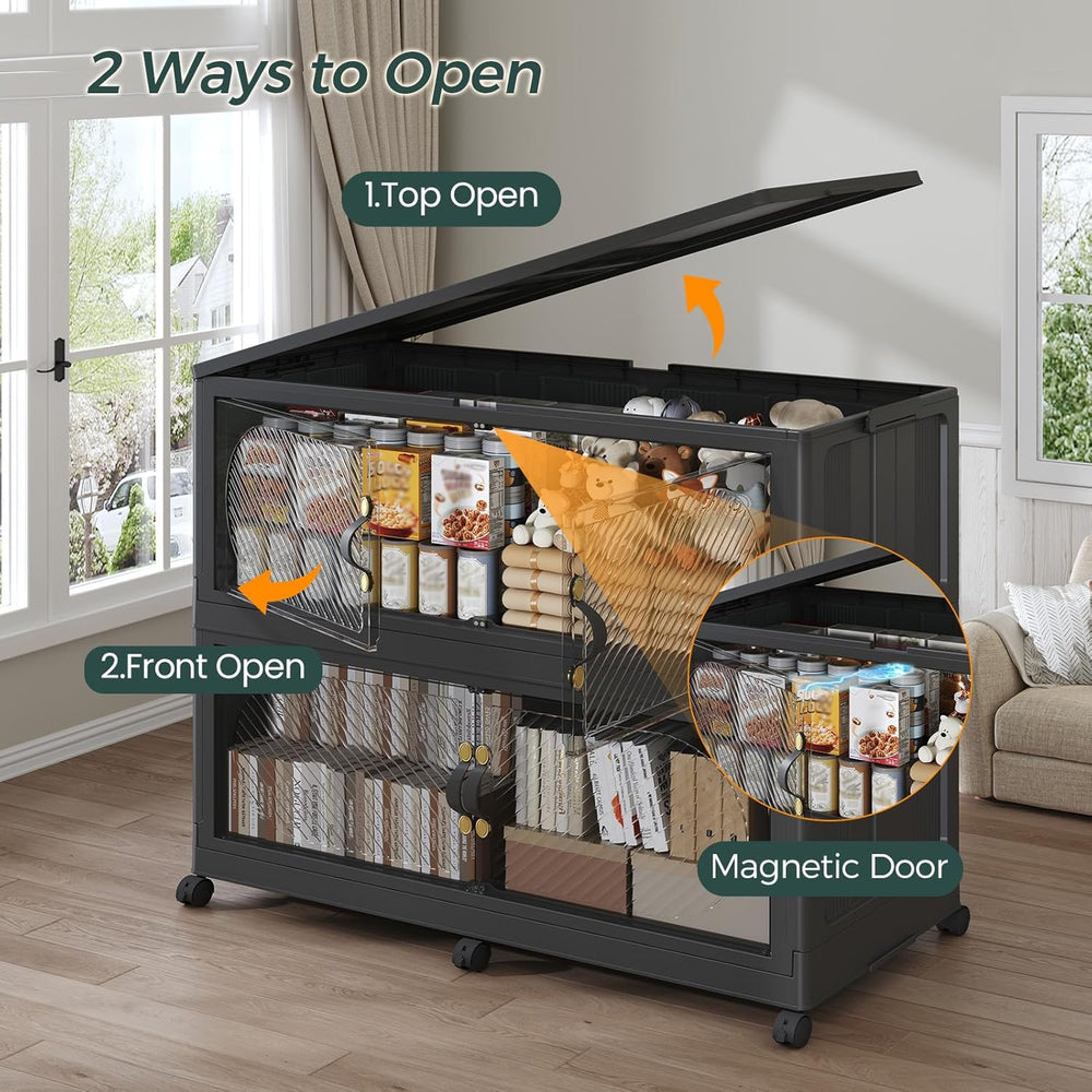 180Gal/720QT 3-Tiers Extra Large Stackable Storage Bins with Lid, Collapsible...