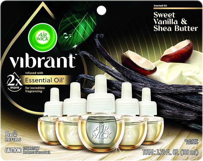 Air Wick Plug In Scented Oil Refills, Sweet Vanilla + Shea Butter, Air by AirWick