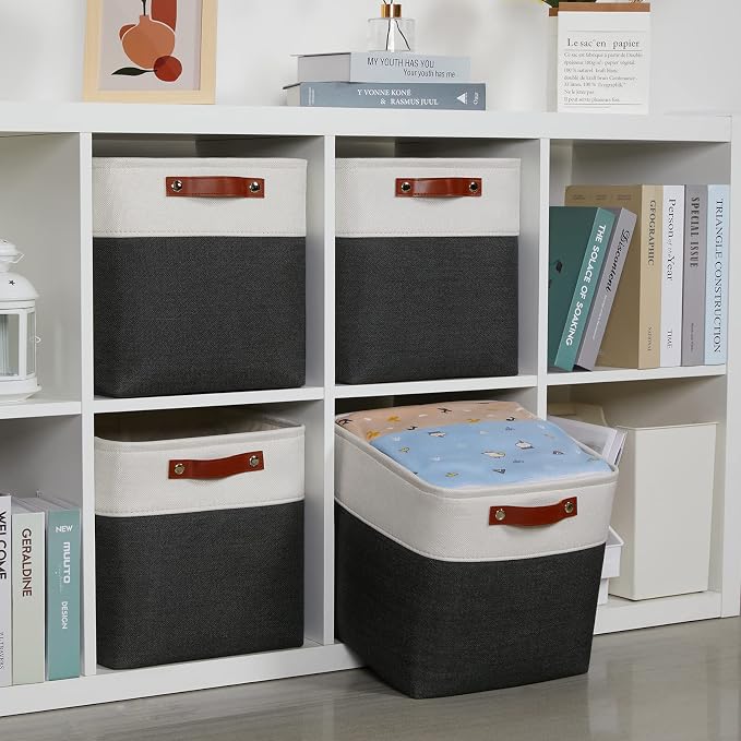 DULLEMELO Set Of 4 Cube Storage Bins, Fabric Storage Basket - Image 5