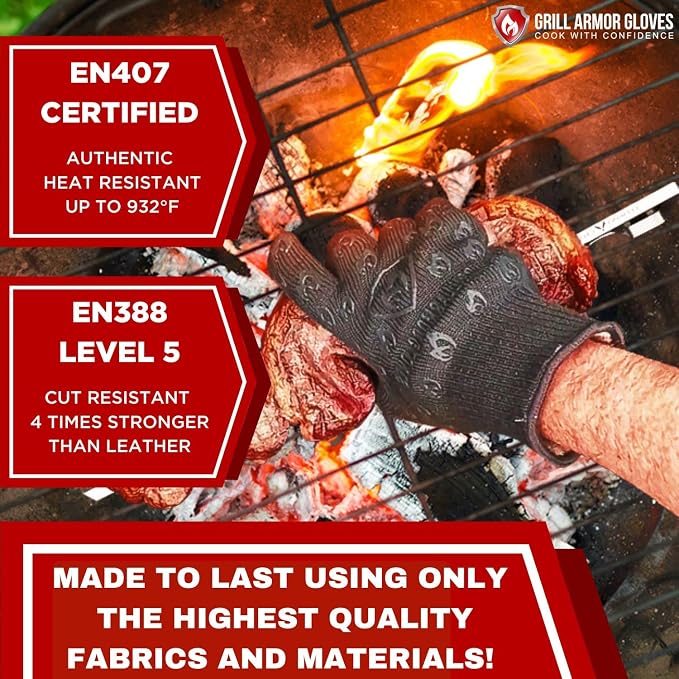 Grill Armor Oven Gloves 932°F Extreme Heat & Cut Resistant Oven Mitts - Image 5