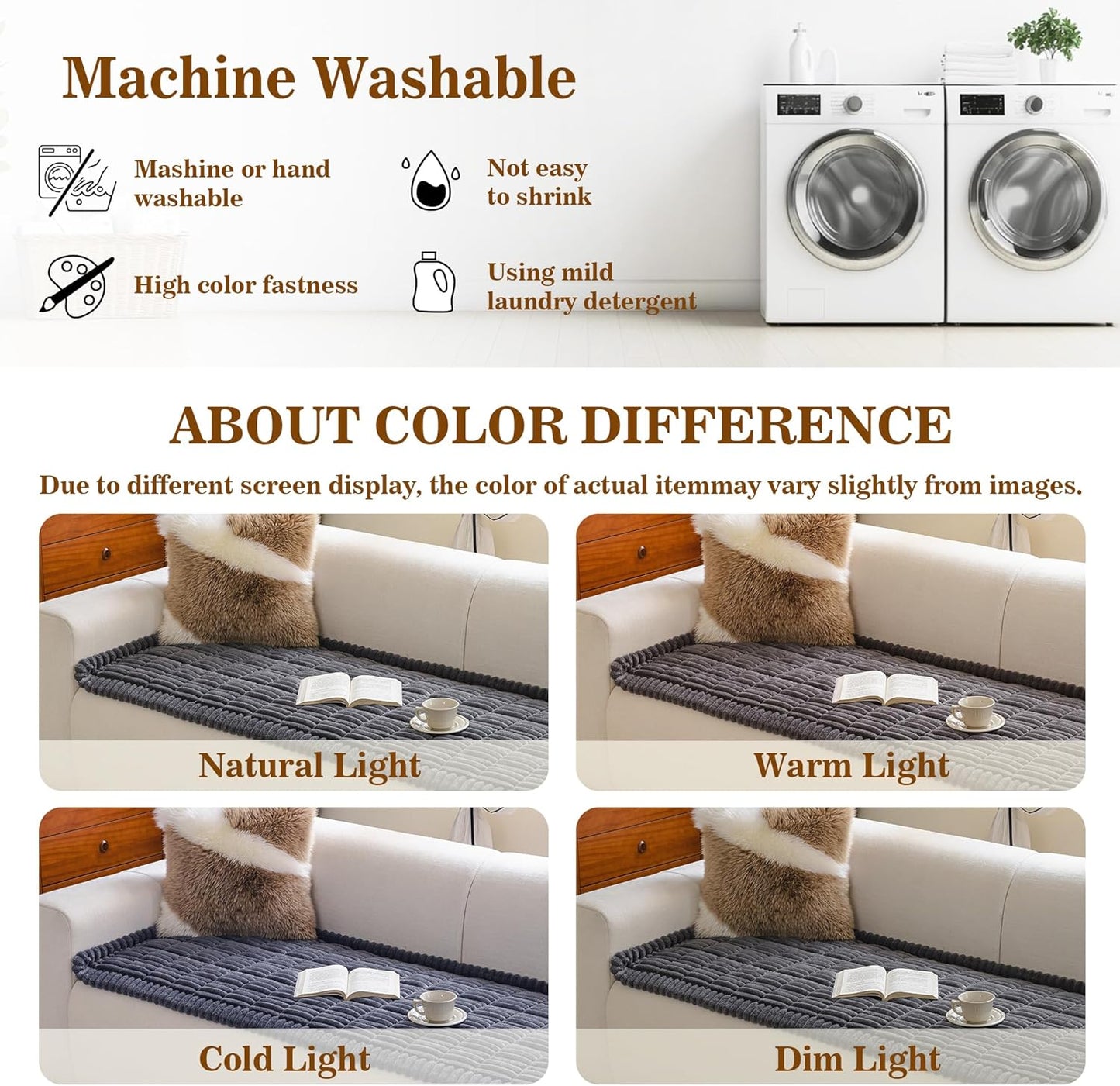 MYSKY HOME Couch Covers for 3 Cushion Sofa Pet Friendly, Couch Cover for Dogs, Sofa Covers for Pets Washable, Soft Non-Slip Sofa Slipcovers Furniture Protector Covers, Dark Grey, 27.6" x 70.9"