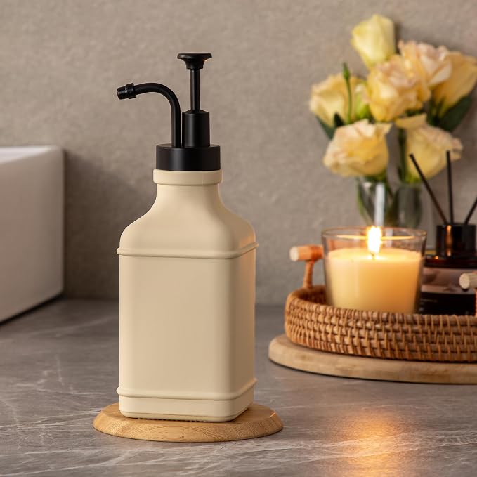 Enra Glass Soap Dispenser with Clear Window, 12oz Matte Stainless Steel Hand - Image 7