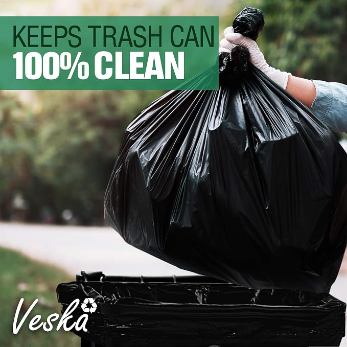 Veska 30-33 Gallon Trash Bags Heavy Duty | 250 Bags Mega-ValuePack | Black - Image 9