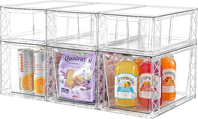 6Pack Pantry Organizers and Storage, Foods Organizer Bins by Clemate