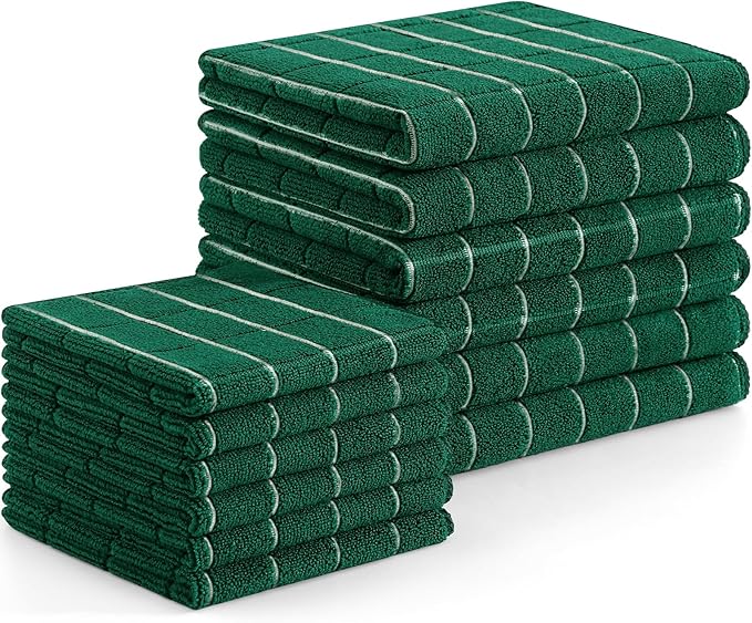 Homaxy Microfiber Kitchen Towels and Dishcloths Set, 12 Pack Soft and Absorbent by Homaxy