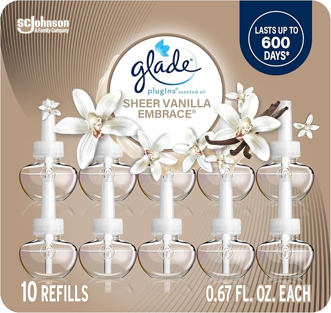 Glade PlugIns Refills Air Freshener, Sheer Vanilla Embrace, Scented and by Glade
