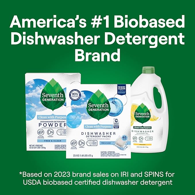 Seventh Generation Dishwasher Detergent Packs Free & Clear Pack of 5 - Image 5