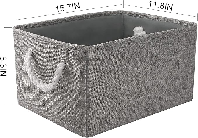 TheWarmHome Large Storage Bins Basket, 2 Pack Grey Fabric Storage Cubes - Image 2
