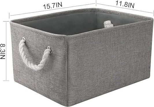 TheWarmHome Large Storage Bins Basket, 2 Pack Grey Fabric Storage Cubes - Image 2