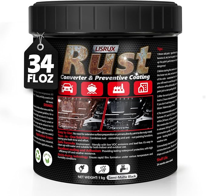 4-in-1 Rust Converter & Metal Primer, 34 Fl Oz Black Rust Inhibitor Paint by Unknown