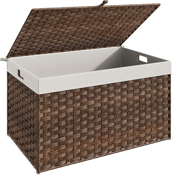 HOOBRO Storage Basket with Lid, 42.3 Gallon Wicker Basket, Handwoven Blanket by HOOBRO