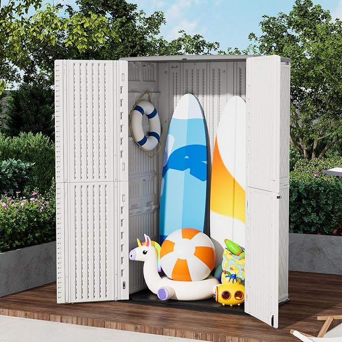 ZZM Large 67 Cu.ft Waterproof Storage Shed, Outdoor Storage Cabinet，Durable