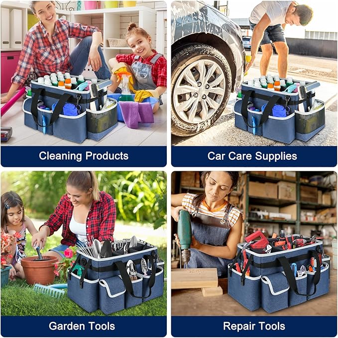 Cleaning Caddy Bag, Large Cleaning Supplies Organizer - Image 6