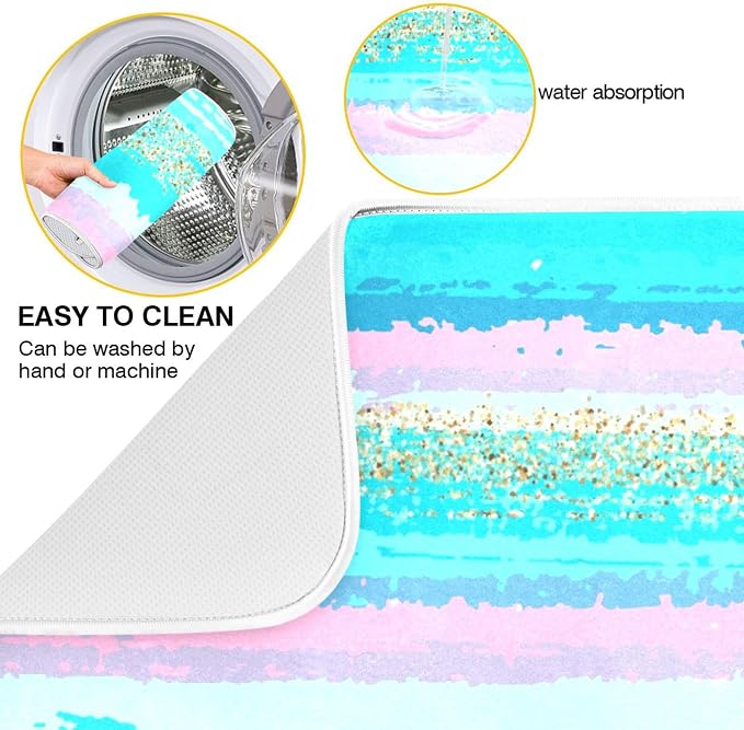Turquoise Stripe Dish Drying Mat - Image 2