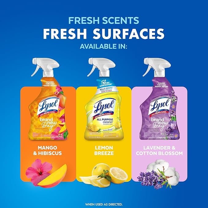 Lysol All Purpose Cleaner Spray, Kitchen & Bathroom Cleaner, Lemon Breeze Scent - Image 5