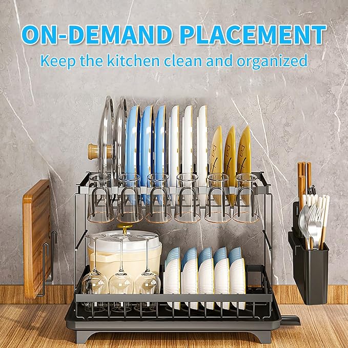 Dishes Drying Rack, 2-Tier Tableware Drying Rack - Image 6