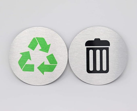 Metal Trash & Recycling Signs | Garbage & Recycling Bin Marker | Set of 2 - Image 2