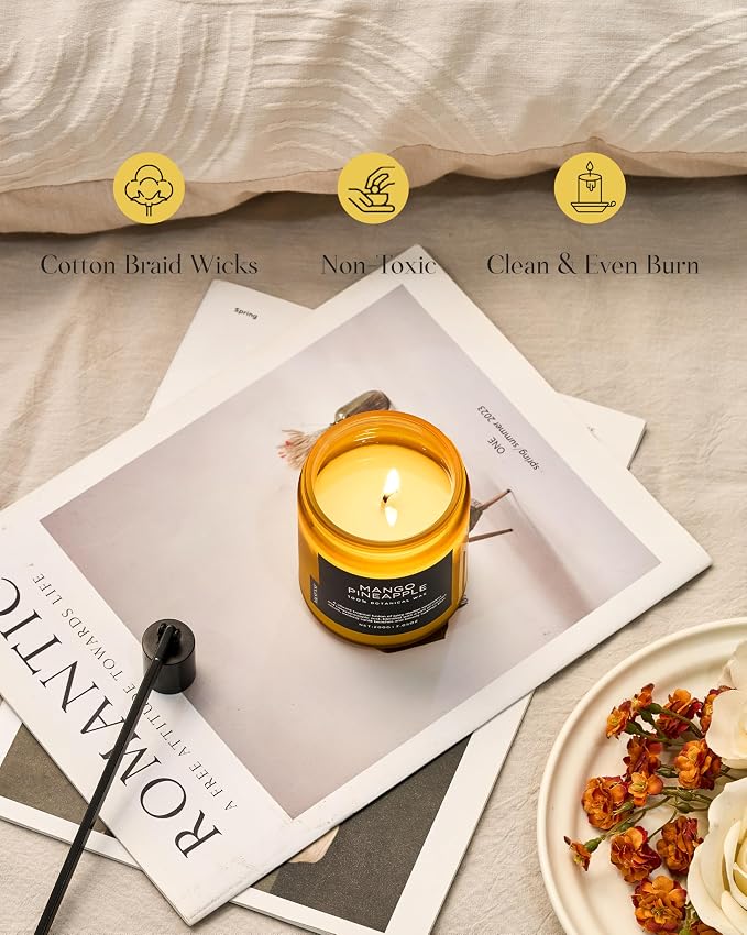 M&SENSE Mango Pineapple Tropical Scented Candle, 7.05oz Non Toxic Natural Soy - Image 5