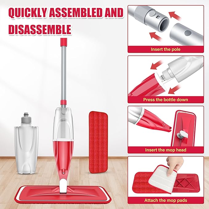 Spray Wet Mops for Hardwood Floor Cleaning: EXEGO Microfiber Dry Dust Spray Mop - Image 4