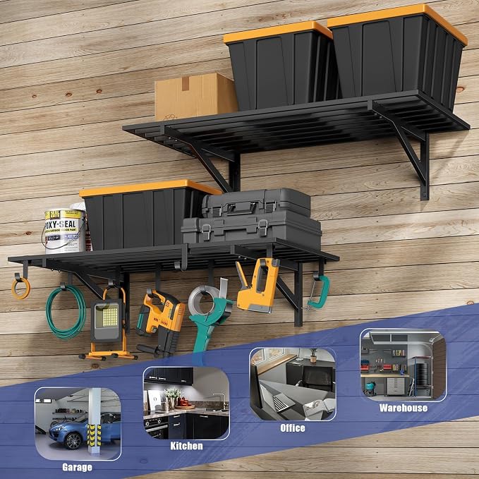 2-Pack 2x4ft Garage Shelving Wall Mounted, 400LB Capacity - Image 5