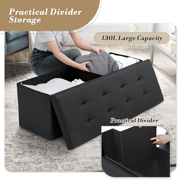 Athena Collection 43" Storage Ottoman Bench Folding Bench - Image 6