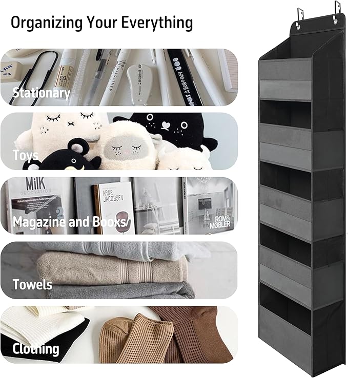 Over Door Organizer with 5 Large Pockets, Heavy Duty Hanging Organizer Storage - Image 5