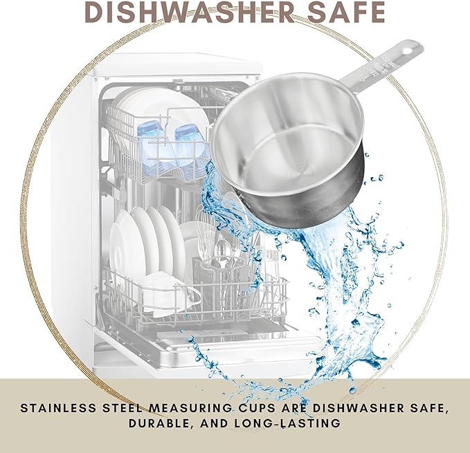 1 Cup Stainless Steel Measuring Cup | Sturdy Metal 250 ml | 240 cc | 8 oz | - Image 4