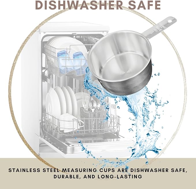 1 Cup Stainless Steel Measuring Cup | Sturdy Metal 250 ml | 240 cc | 8 oz | - Image 4