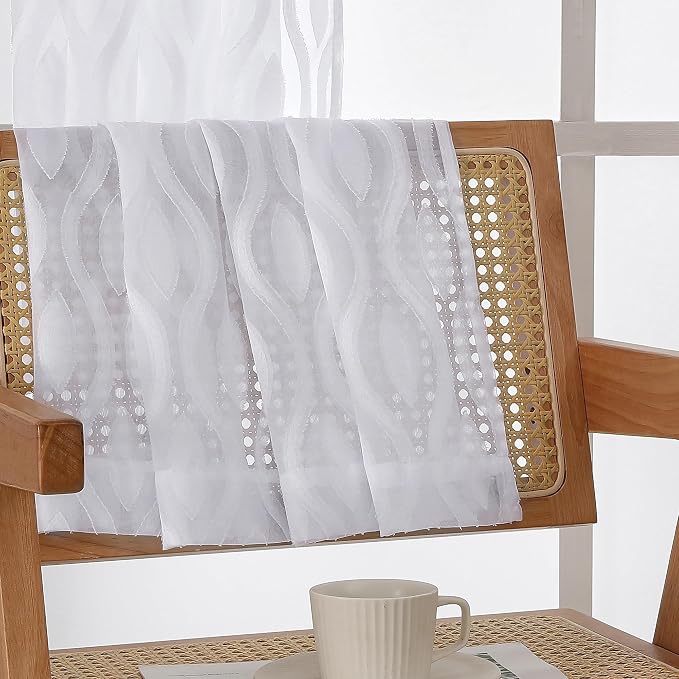 Aiyufeng White Sheer Curtains Tiers 36 Inch Length 2 Panels Set, Airy - Image 7