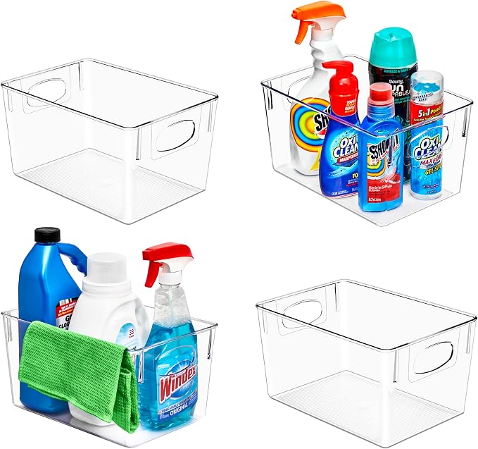 Sorbus 4 Pack Large Clear Plastic Storage Bins, Refrigerator, Under Sink by Sorbus