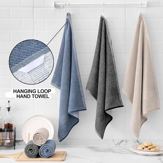 Homaxy Premium Kitchen Towels, Large Cotton Kitchen Hand Towels, Flat and Terry - Image 3