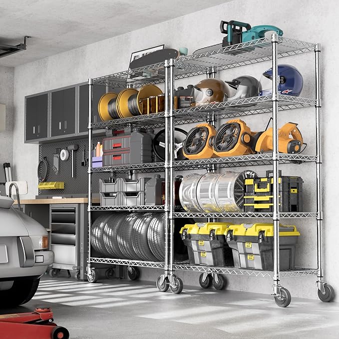 5-Shelf Storage Shelves, Wire Shelving Heavy Duty Metal Storage Shelving Unit - Image 6