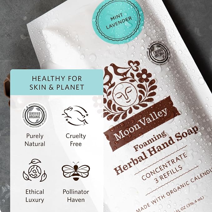 Moon Valley Foaming Hand Soap Refill Pouch, Two-Pack Mint Lavendar Soap - Image 5