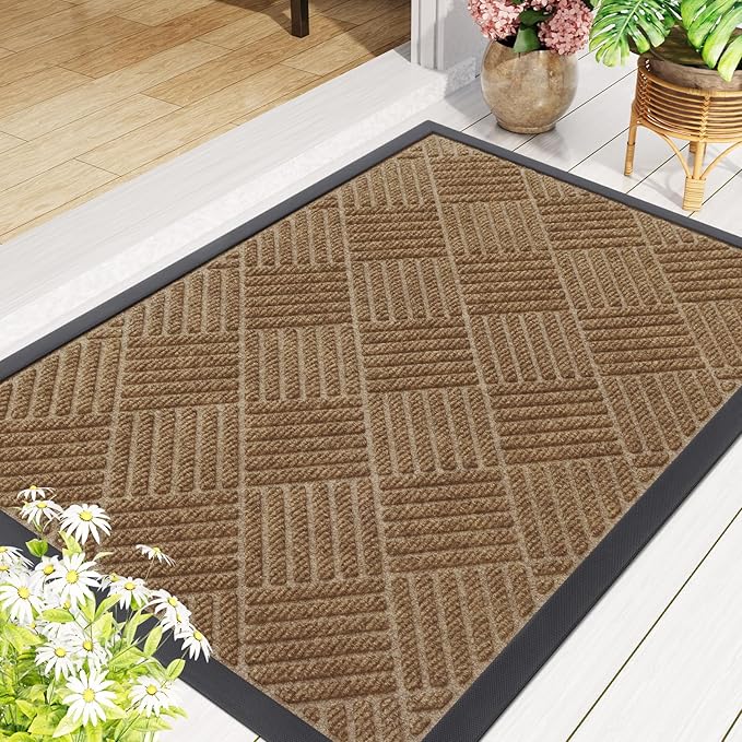 Smiry Front Door Mat Outside Entrance, Heavy Duty Outdoor Indoor Mat, Natural - Image 8