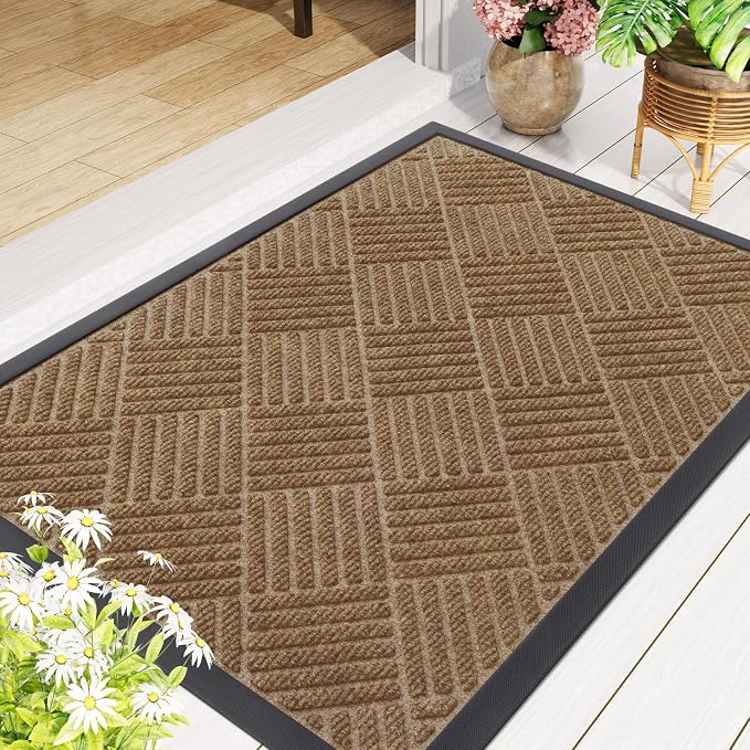 Smiry Front Door Mat Outside Entrance, Heavy Duty Outdoor Indoor Natural Rubber - Image 8