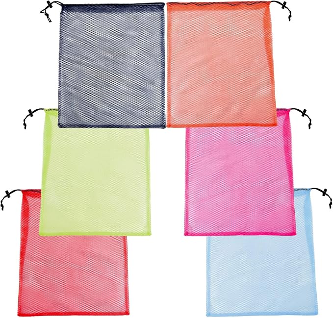 18"X24" 6Pcs Mesh Laundry Drawstring Bag Nylon Drawstring Gym Bag by DancingaColorfulLifeinSpiritualWorld