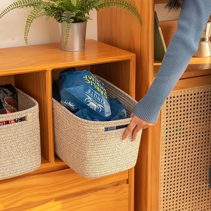 OIAHOMY 4 Pack Storage Baskets for Organizing, Cube Storage Bins for Shelves - Image 4
