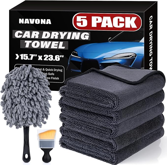 Navona 5-Pack 600GSM Professional Microfiber Car Drying Towels by Unknown