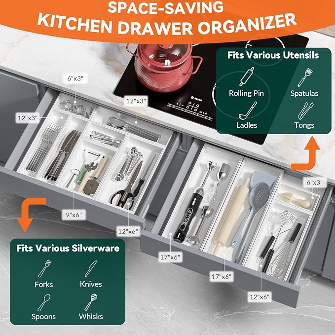 Bamboo Drawer Organizer, Extra Large Silverware Organizer - Image 4